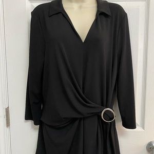 Black Blouse with Silver Ring Front Twist